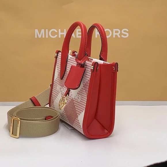 Michael Kors Mirella Extra-Small Logo Crossbody XBODY Shopper Bag Bright Red NWT - Picture 3 of 16